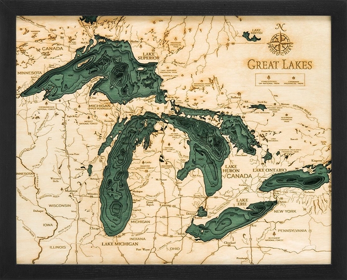 Laser carved lake art