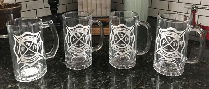 FD etching on glass mugs