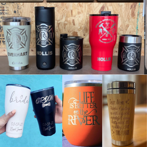 Laser engraved tumblers