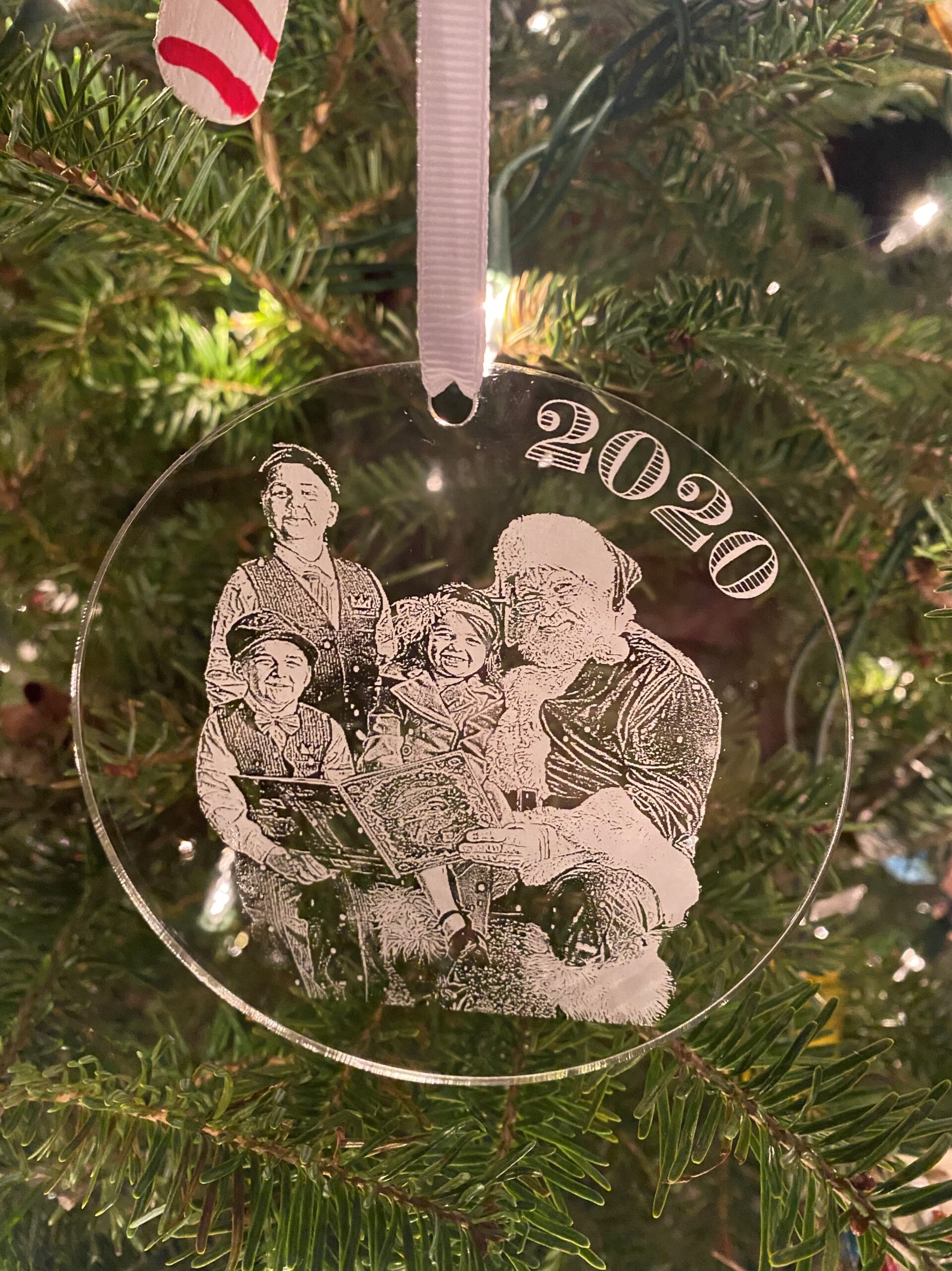 Laser etched Christmas ornament