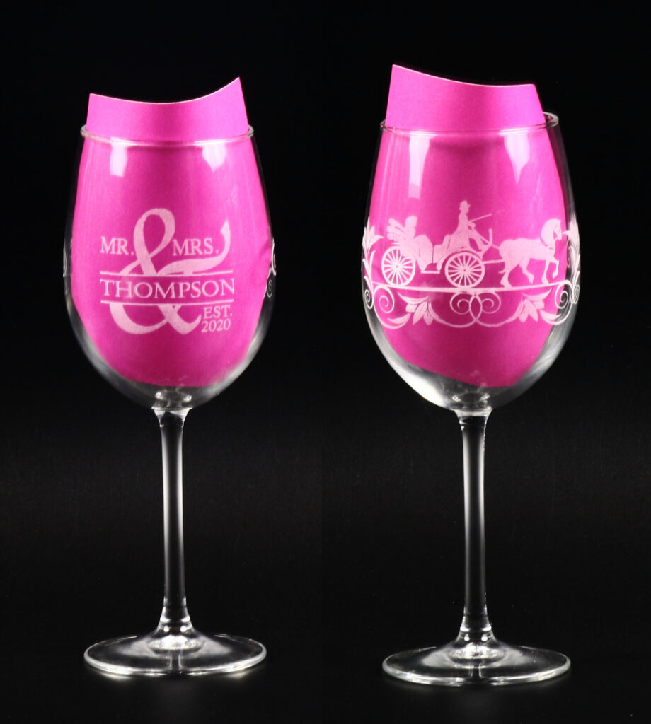 Laser engraved wine glasses