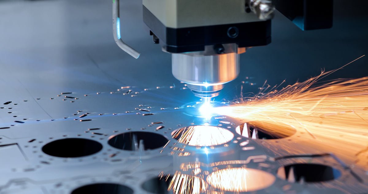 A laser cutting metal